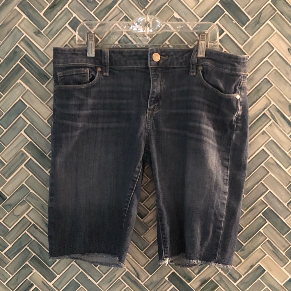 PAIGE Raw Hem Long Denim Bermuda Shorts Jean sz 30
